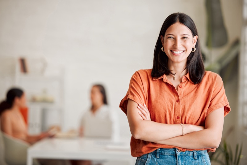 Smiling businesswoman in an office